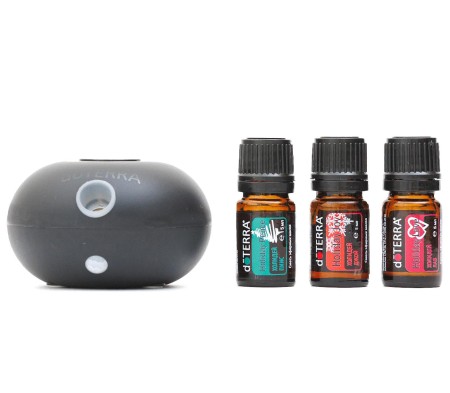 Набор doTERRA «Ароматная симфония» диффузор Bubble чёрный и 3 масла (по 5 мл)
